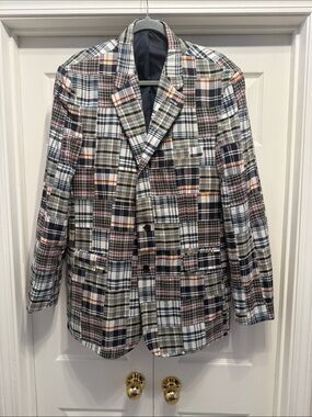 Madison Men's Multi-Color Plaid Patchwork Blazer NWOT